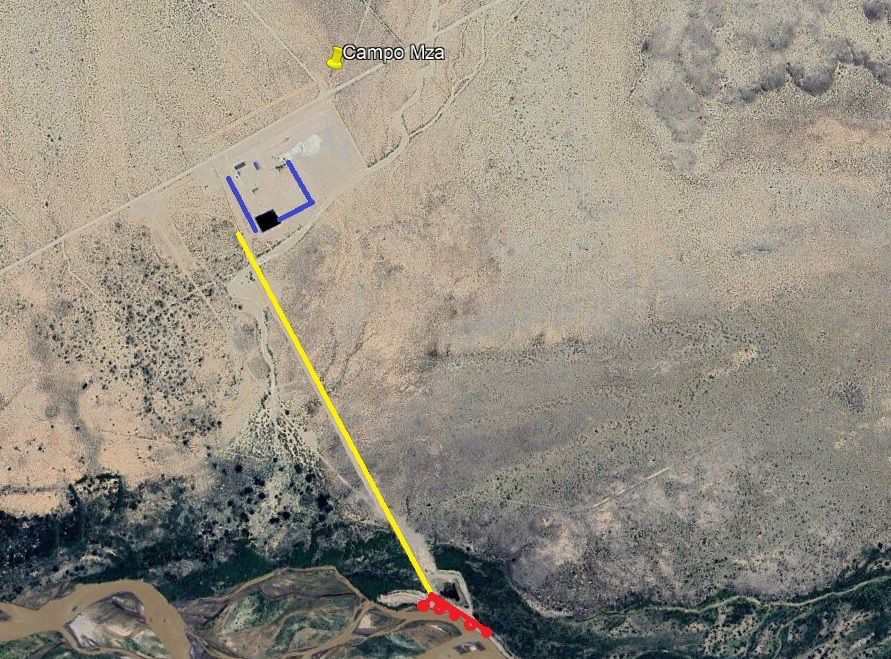 Ubicaci&oacute;n de la planta y cruce del R&iacute;o Colorado